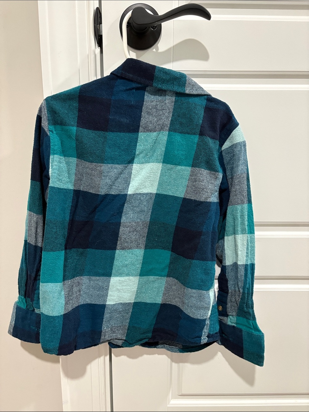 Old Navy Teal & Navy Plaid Flannel Shirt - Picture 3 of 3